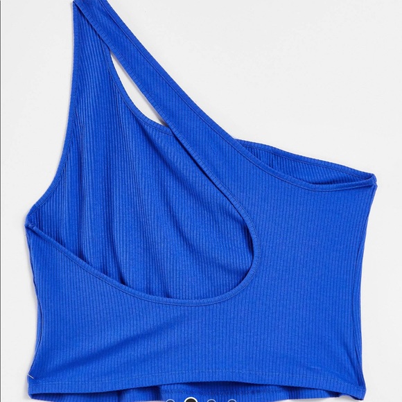 NWT Monki Blue One Shoulder Top - Picture 2 of 4